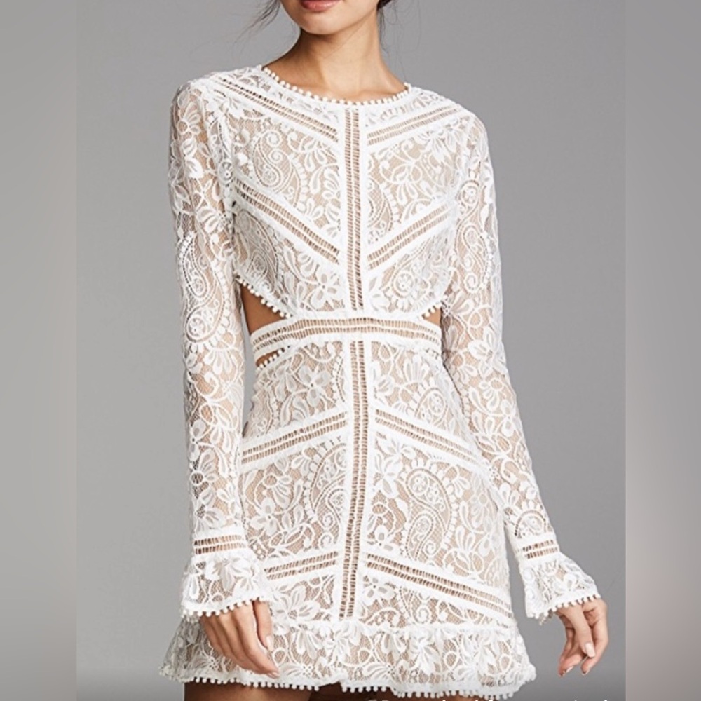 For Love And Lemons White Bell Sleeve Sheath Dress